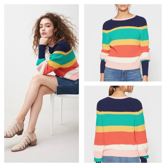 Joie Sweaters - NWT Joie chunky striped crochet knit wool cashmere sweater